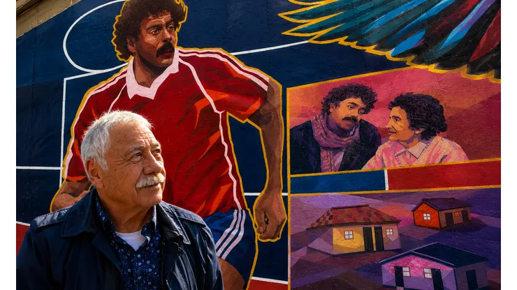 El Chino Caszely se emocionó con este mural, que recuerda a su madre Olga Garrido.