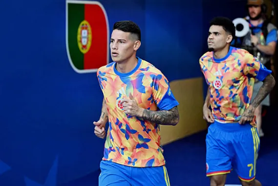 James Rodríguez y Luis Díaz en el Hard Rock Stadium. (Getty Images).