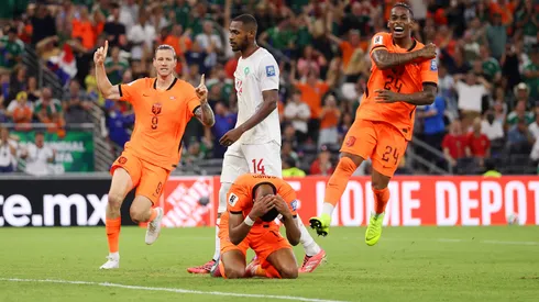 Gakpo celebra su gol en el Mundial tras su complejo momento