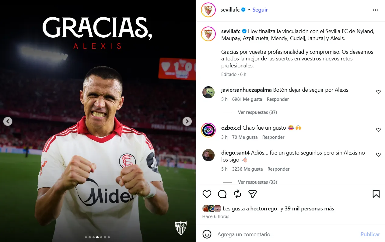 El adiós de Sevilla a Alexis Sánchez.