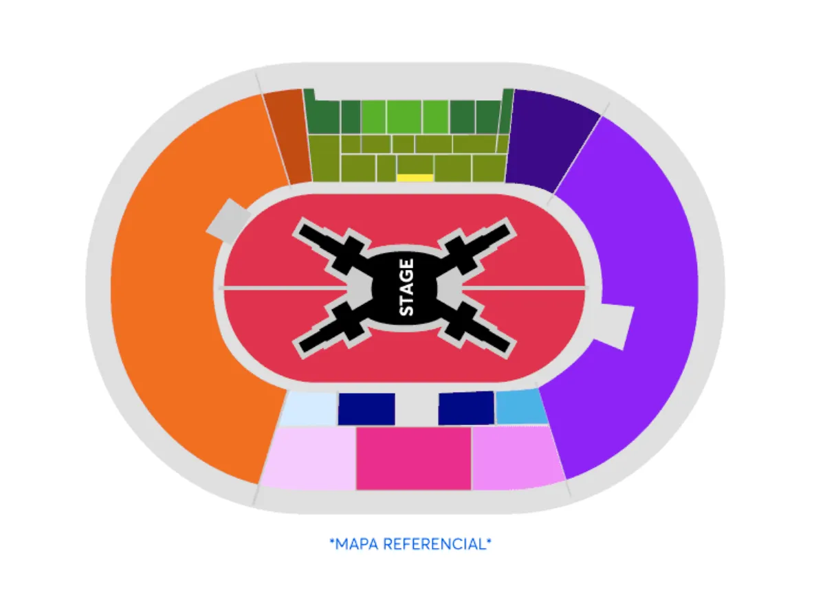 A diferencia de lo habitual, el escenario de BTS está instalado en el centro de la cancha, lo que le significó un portazo del Nacional y deja a Colo Colo con el Monumental como la gran alternativa. Foto: Ticketmaster.