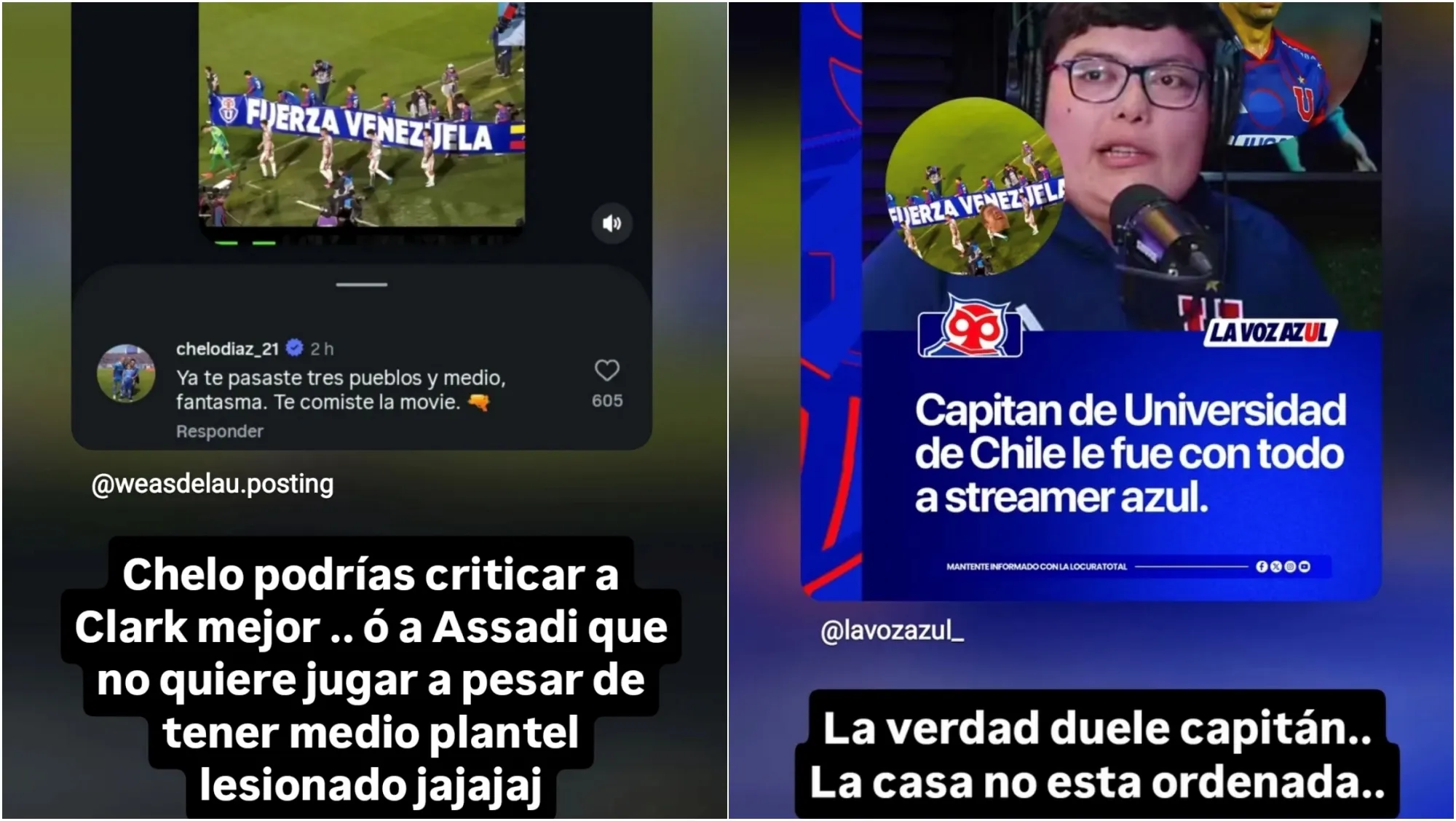 Mandreva destrozó a Marcelo Díaz por criticarlo y guardar silencio con el desorden interno de la U. Foto: Instagram.