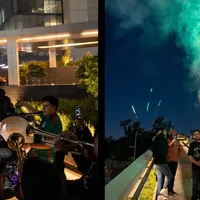Hinchas mexicanos desatan un carnaval en el hotel de Inglaterra