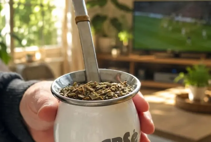 Mate y fútbol, buena combinación.