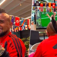 El festejo de Vidal tras triunfo de España sobre el Portugal de Cristiano
