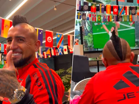 El festejo de Vidal tras triunfo de España sobre el Portugal de Cristiano