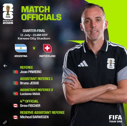 Estos serán los árbitros para el duelo de Argentina y Suiza en el Mundial 2026. Foto: FIFA.