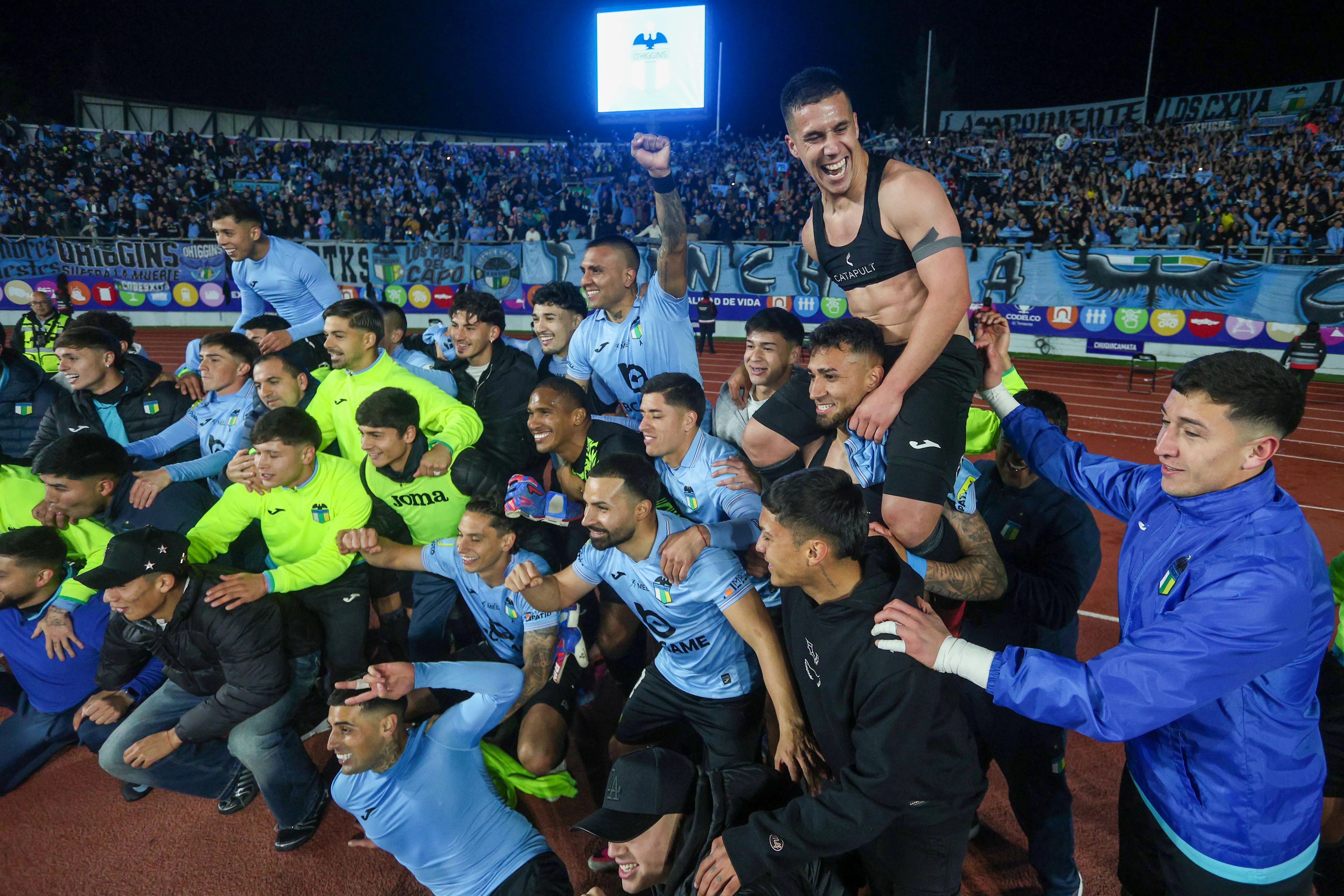 Así celebró O’Higgins el paso a la final de la Copa de la Liga. (Jorge Loyola/Photosport).