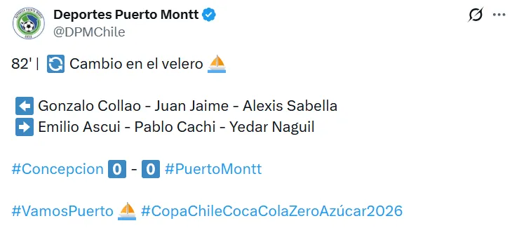 Puerto Montt ya había metido cuatro cambios (uno por tarjeta rosada), y en la tercera ventana hizo tres sustituciones más.