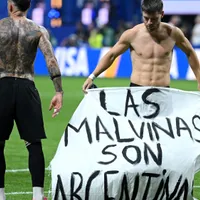 Un hincha la ingresó: la historia de la bandera de las Malvinas