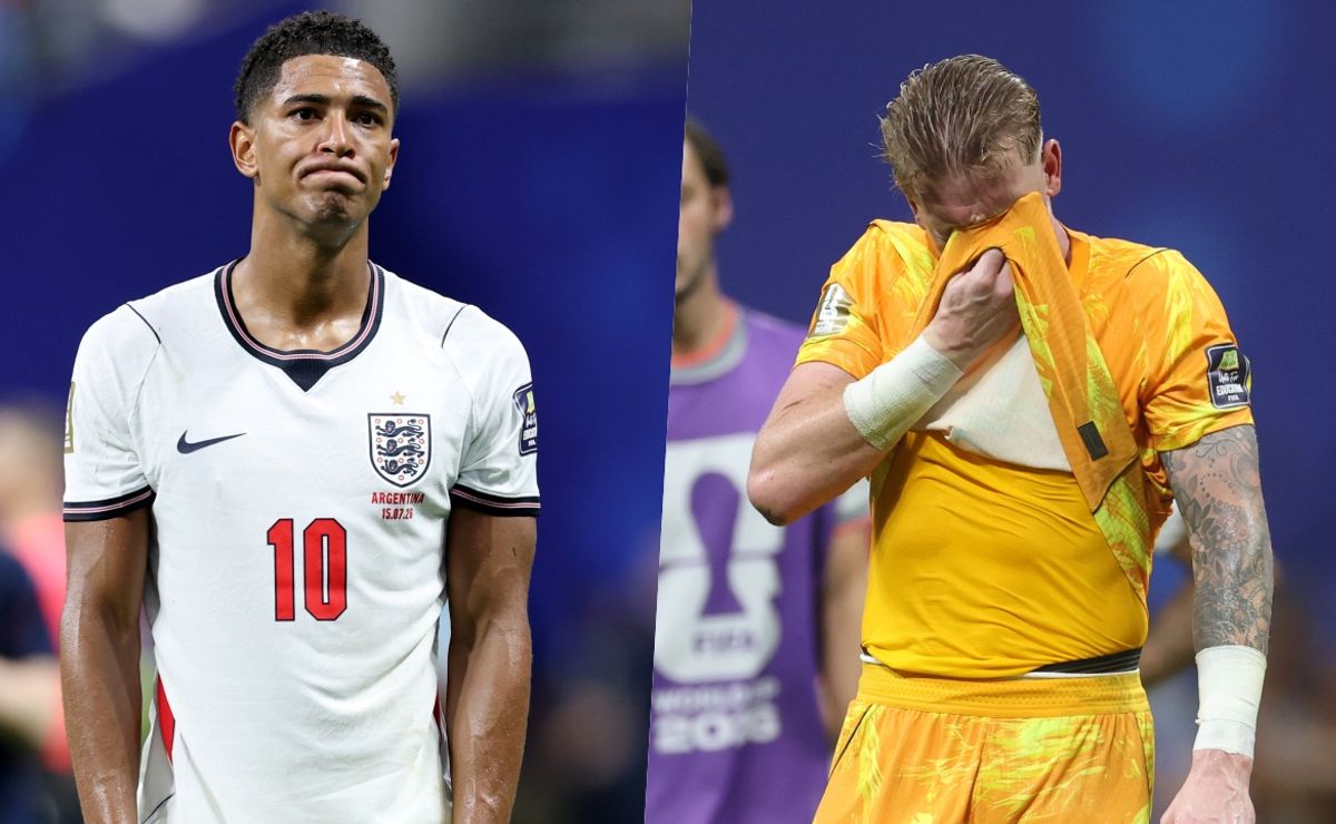 Buen compañero: Bellingham culpó a Pickford por gol de Argentina en eliminación de Inglaterra