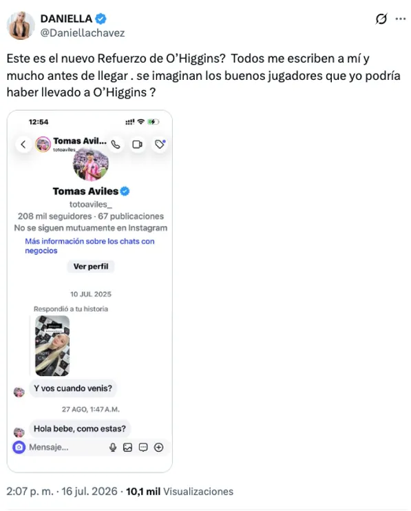 Daniella Chávez mostró los mensajes de Tomás Avilés