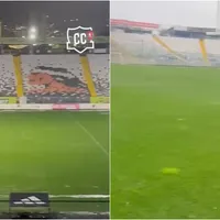 El estado de la cancha del Monumental tras las intensas lluvias