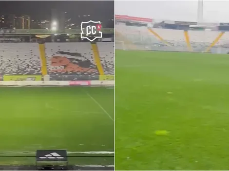 El estado de la cancha del Monumental tras las intensas lluvias