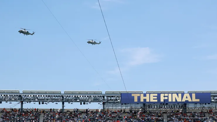 En helicóptero llegó el presidente Donald Trump.