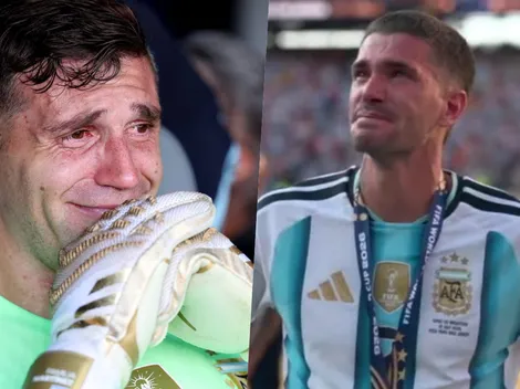 Video: Dibu Martínez y Rodrigo De Paul emulan las lágrimas de Messi