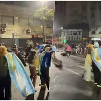 Hinchas argentinos celebran en el Obelisco un gol que no existió