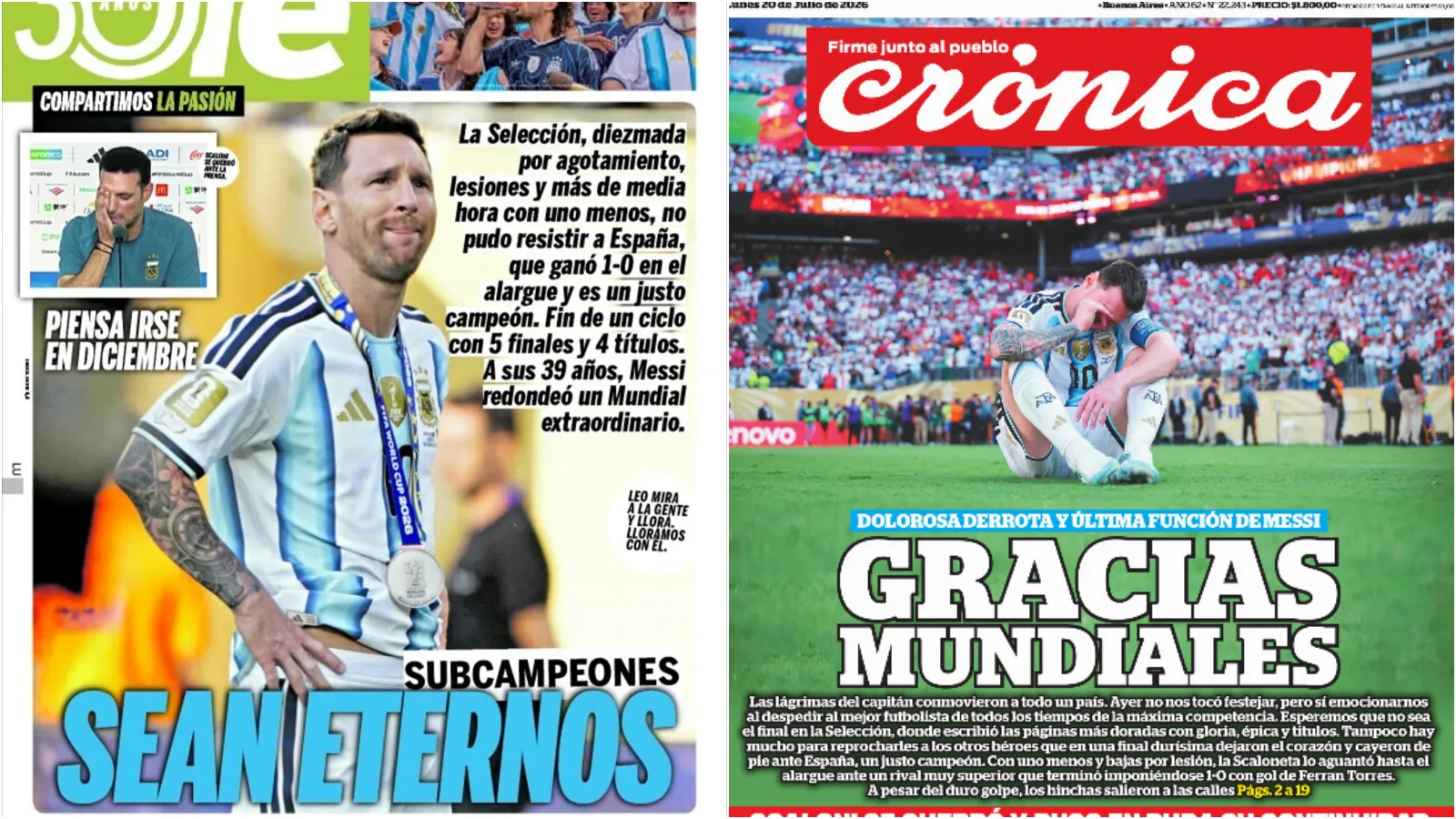 Las portadas de Olé y Crónica