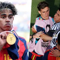 Lamine Yamal se burla de Leandro Paredes en festejo de España