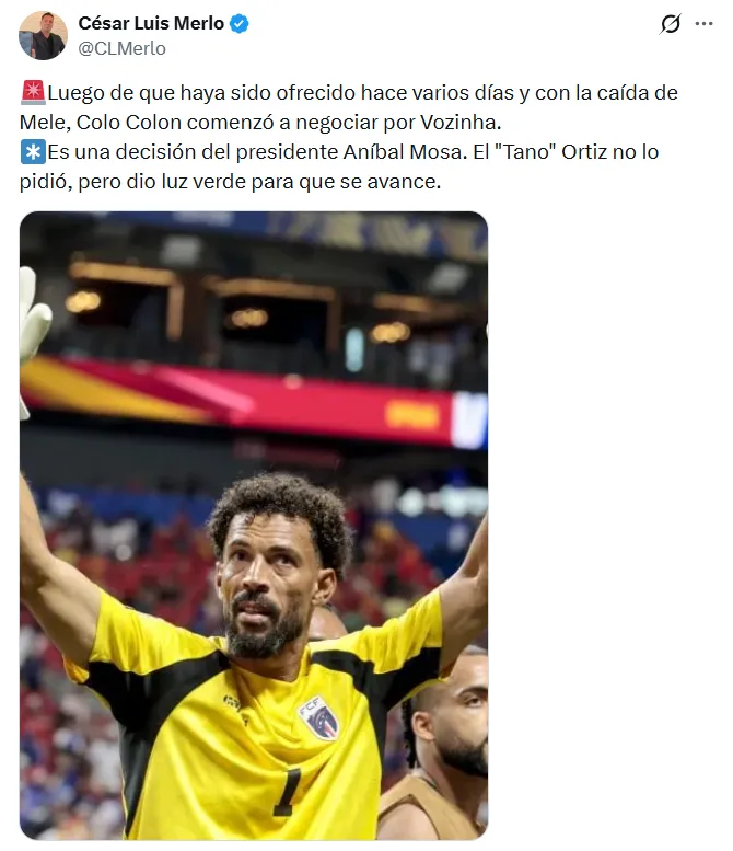 Colo Colo negocia más de cerca con Vozinha.