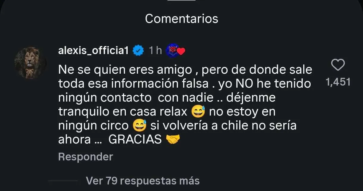 La respuesta de Alexis a Mandreva que después borró.