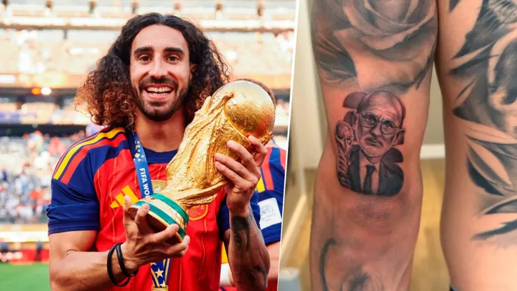 Cucurella cumplió su palabra y se tatuó la cara de Luis de la Fuente
