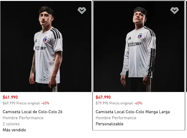 La camiseta de local de Colo Colo está en oferta. Foto: adidas