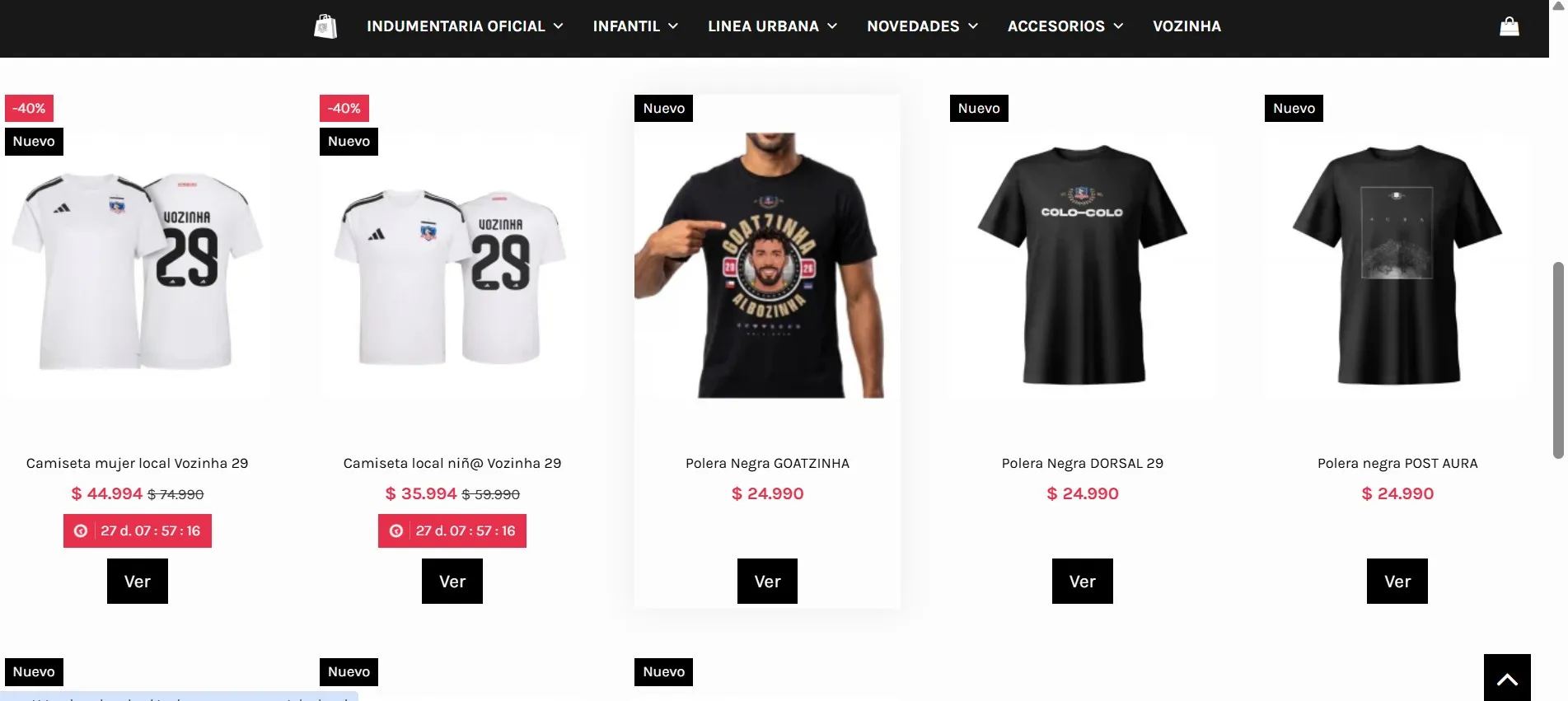 Las poleras de Vozinha que vende Colo Colo