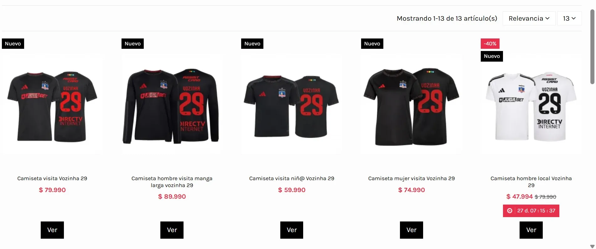 Las camisetas de Vozinha que vende Colo Colo
