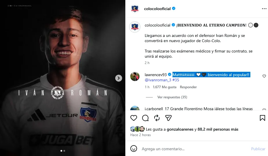 El comentario de Vigouroux, hincha confeso de Colo Colo.