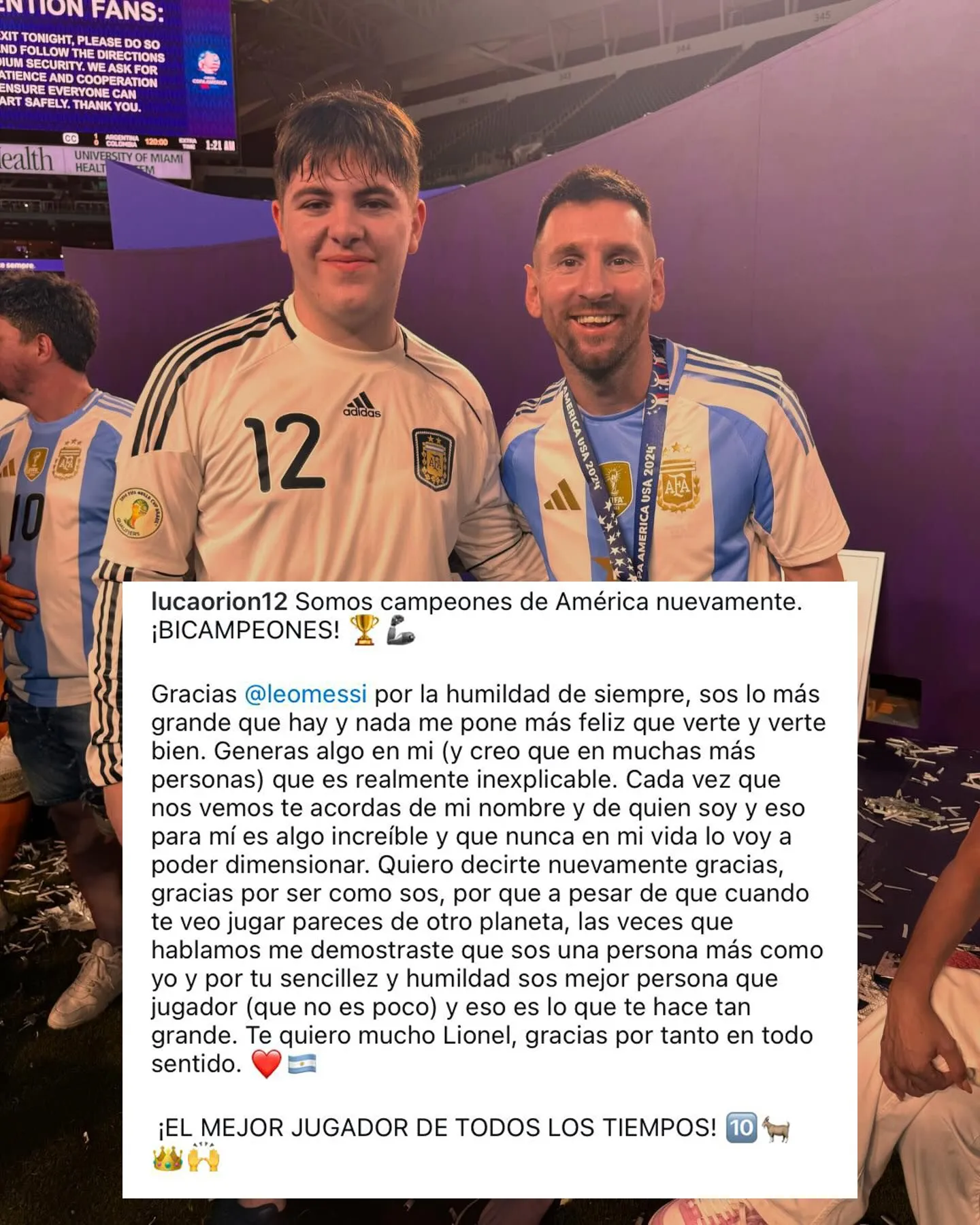 Hijo de Orión también idolatra a Lionel Messi