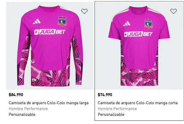 Las camisetas suplente de arquero.
