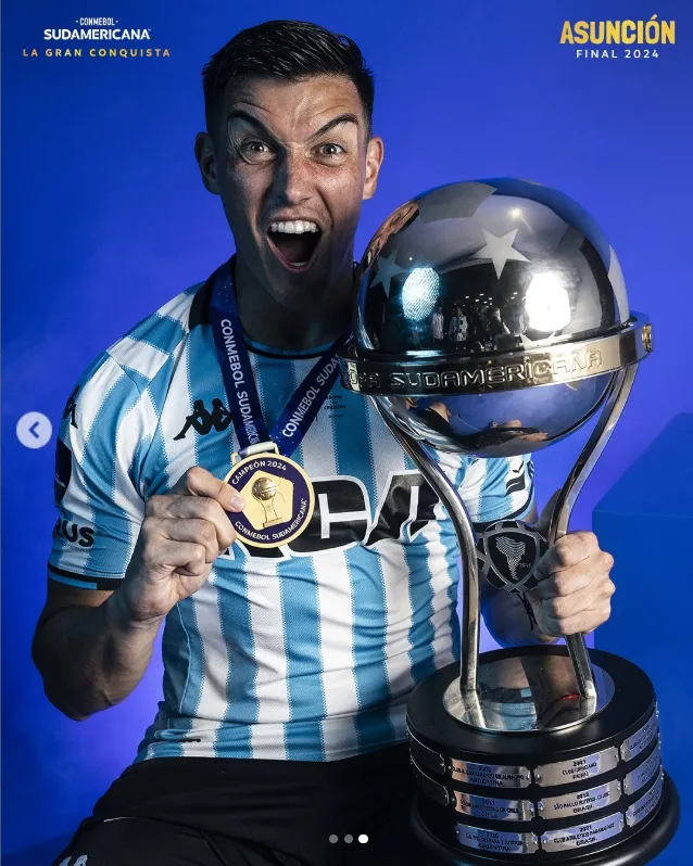 Agustín García Basso fue campeón de la Copa Sudamericana con Racing. (Captura Instagram).