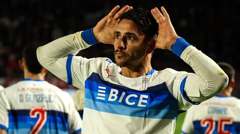 La celebración de Zampedri tras el gol a Estudiantes
