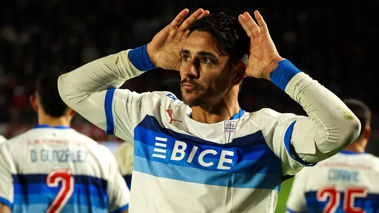 La celebración de Zampedri tras el gol a Estudiantes