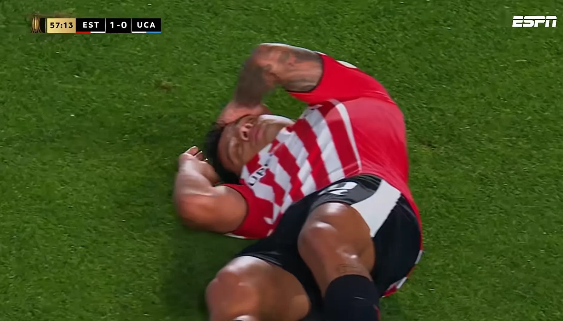 Tiago Palacios tras el choque contra Valencia. (Captura ESPN).