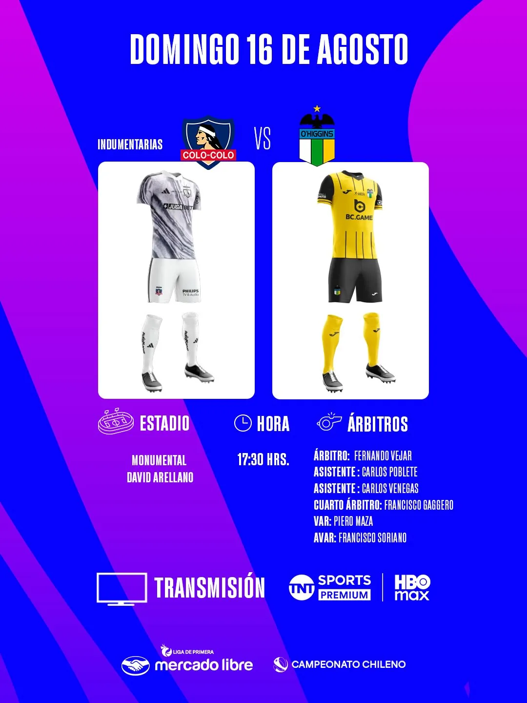 Colo Colo ocupará su tercera camiseta este domingo ante O’Higgins.