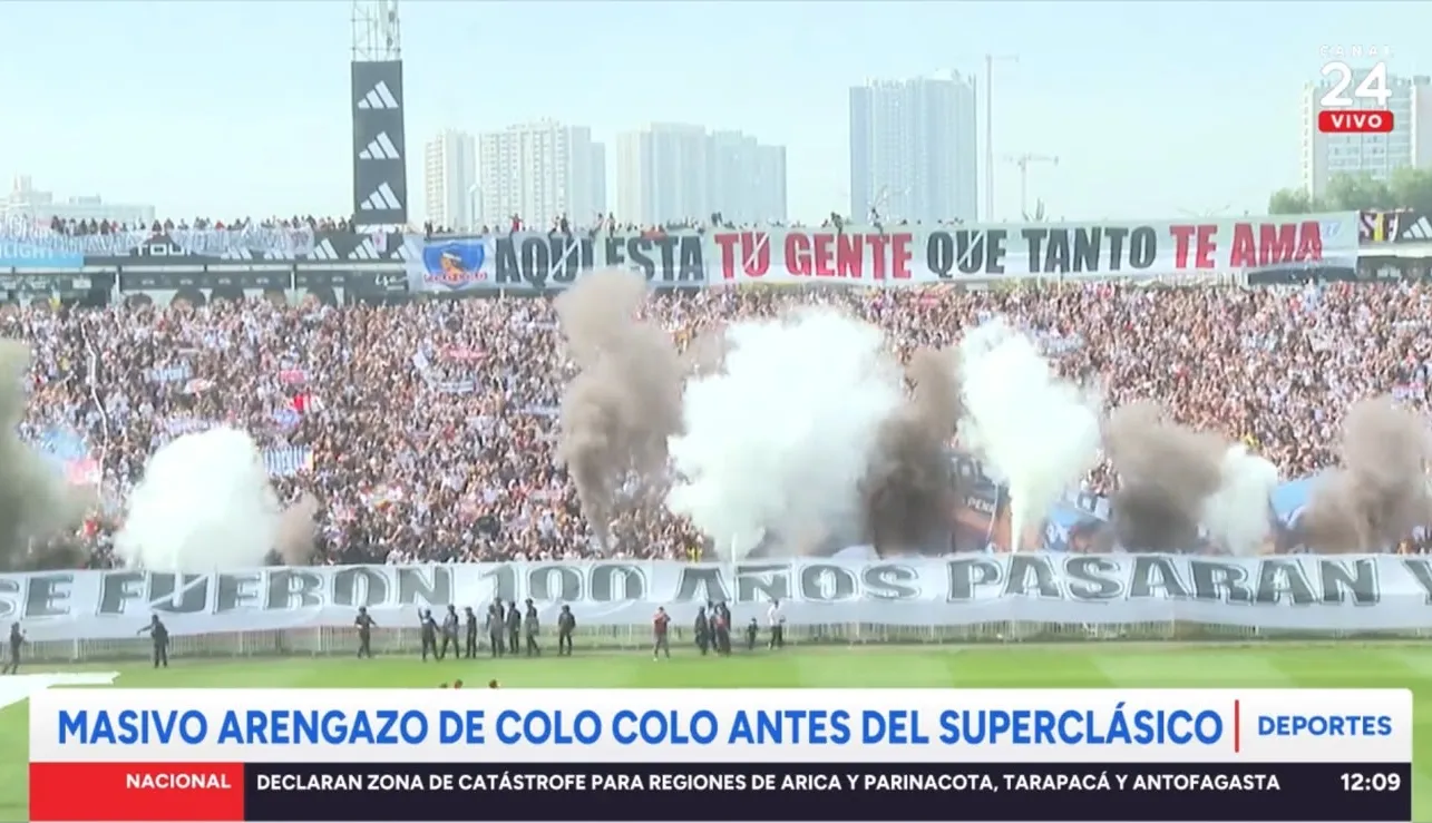 Los hinchas de Colo Colo en el arengazo. Foto: TVN.