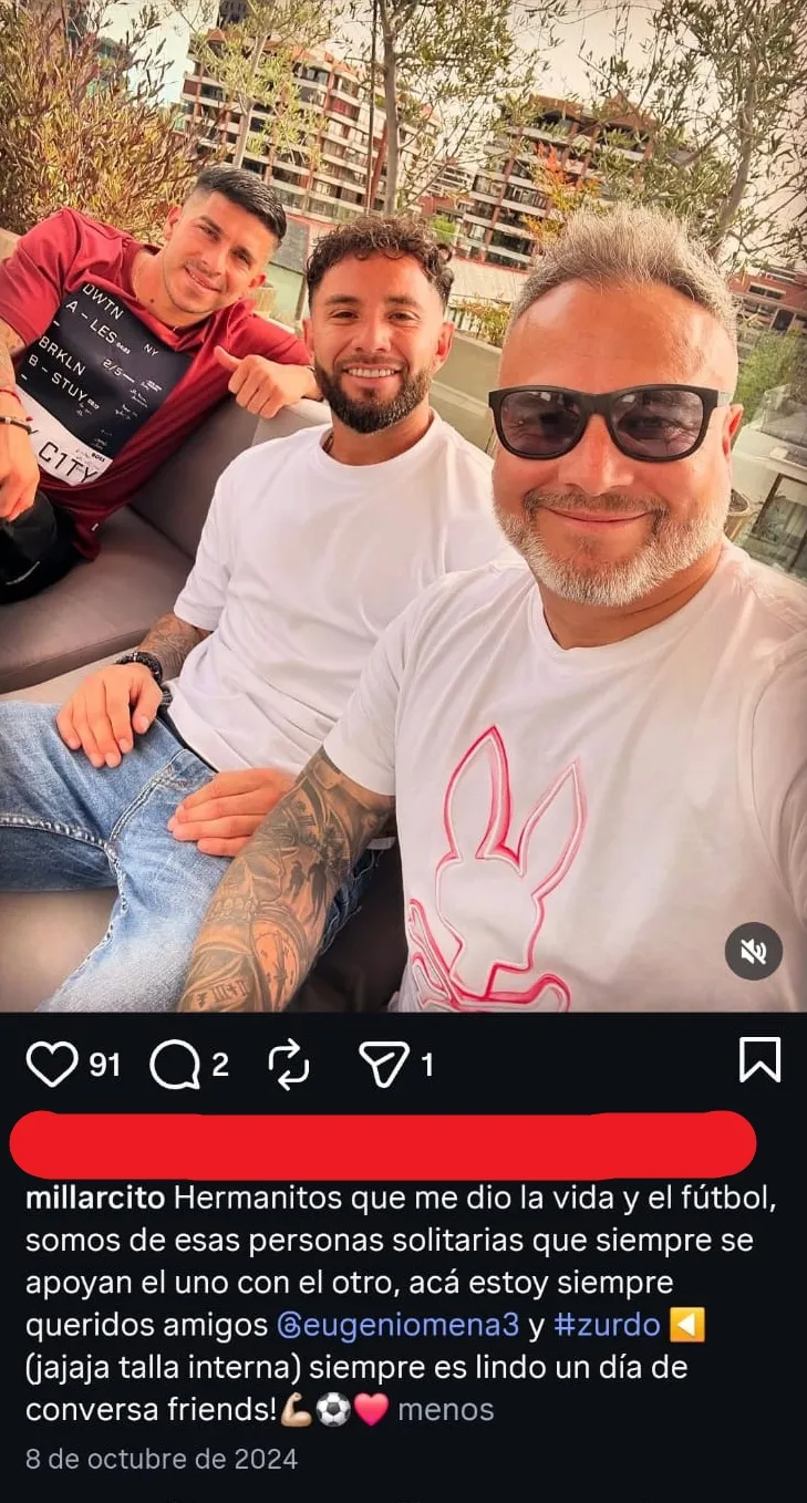 Christian Millar junto a Jonathan Benítez y el Keno Mena. (Captura Instagram).