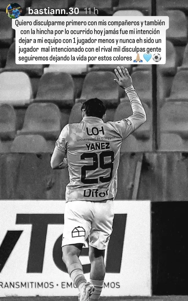 La historia de Bastián Yáñez tras expulsión ante Palestino