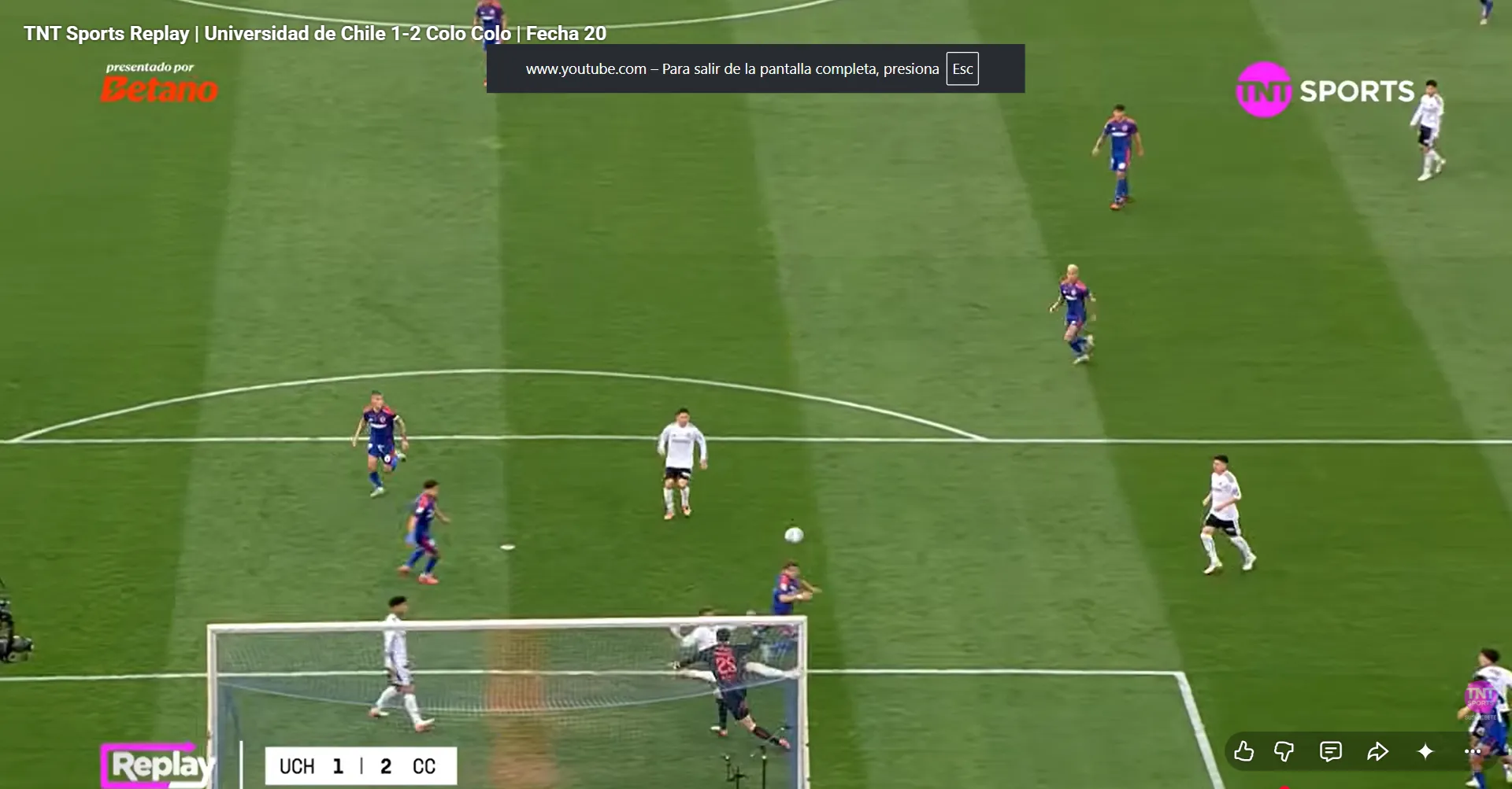 La ocasión que falló Reinhart, quien tuvo dos clarísimas para anotar en el Superclásico. (Captura TNT Sports).