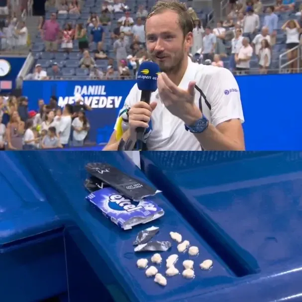 La imagen que dejó de Medvedev con sus chicles