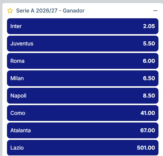 Serie A apuestas a largo plazo Rojabet