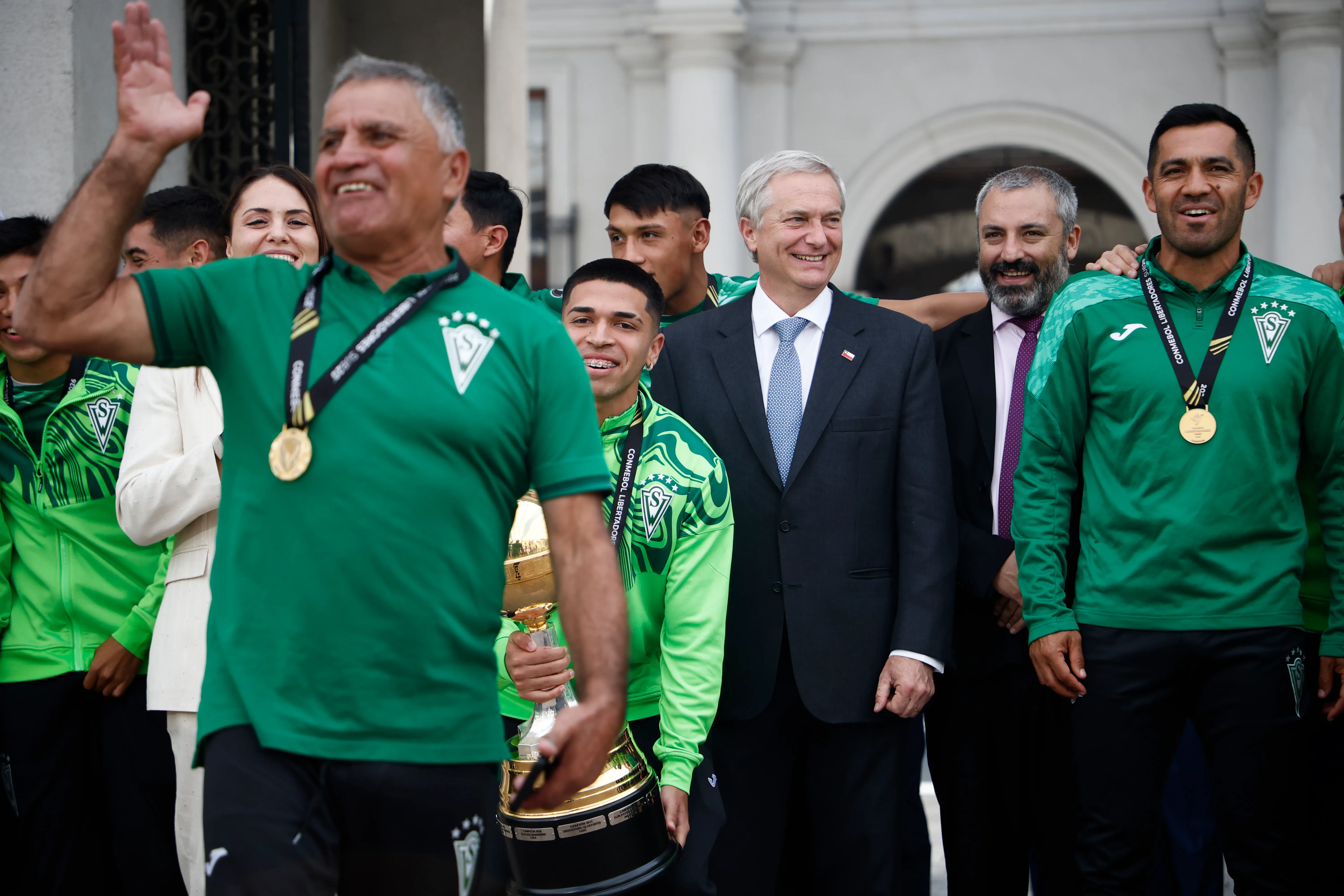 Felipe Salinas en la recepción que el Presidente José Antonio Kast hizo en La Moneda para los campeones de América a nivel Sub 20. (Dragomir Yankovic/Photosport).