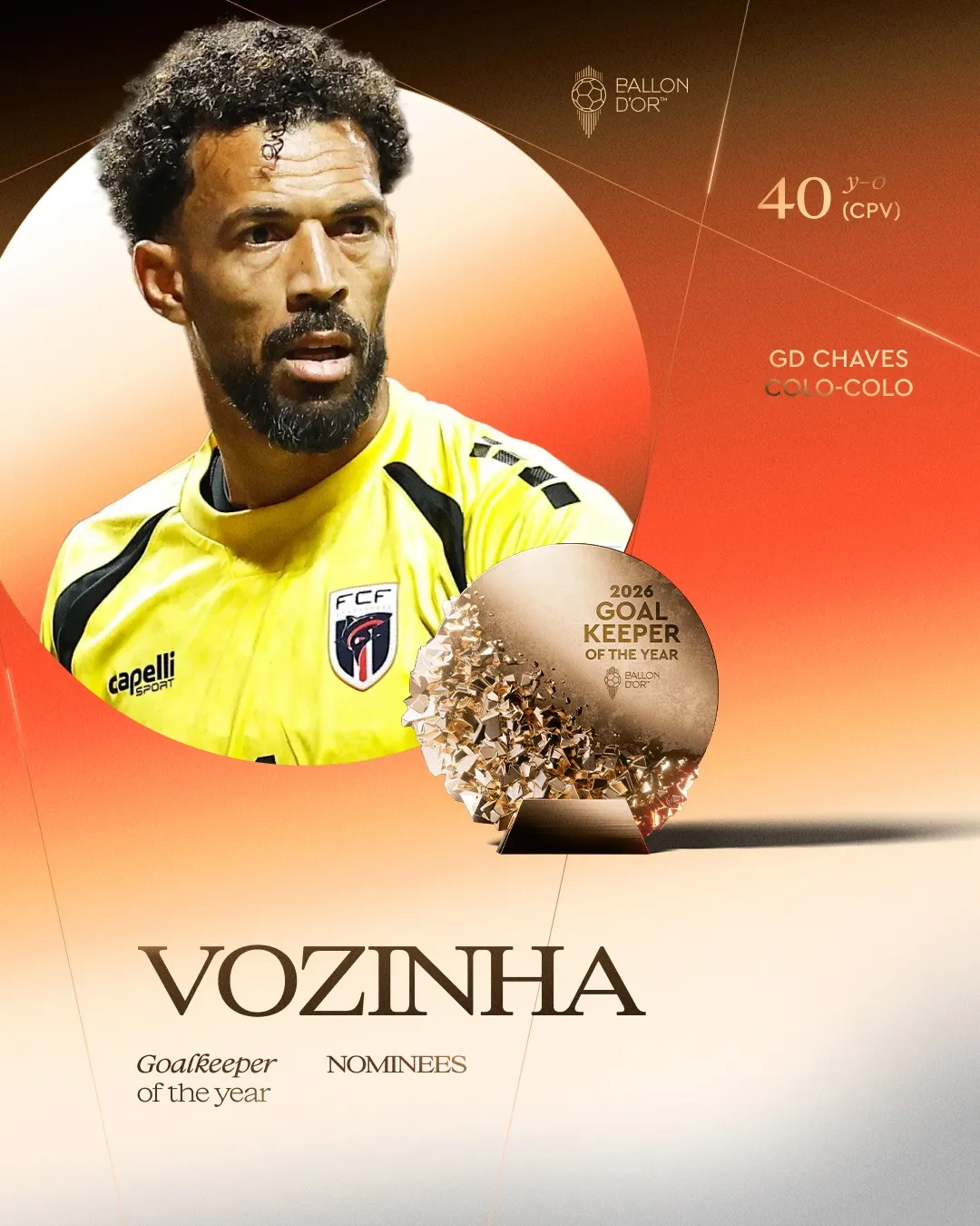 Vozinha postula a ser el portero del año 2026.