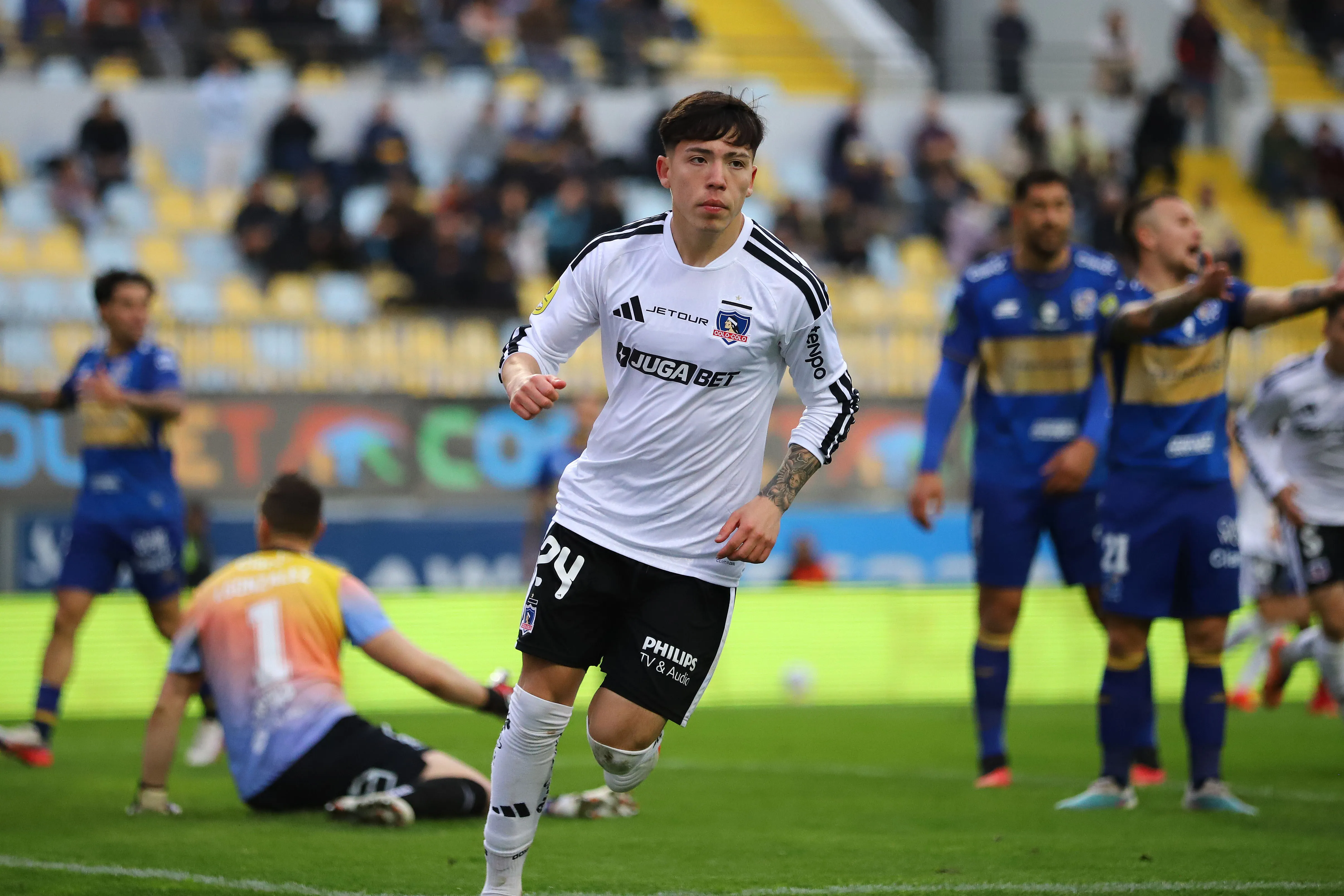 Leandro Hernández le anotó un gol a Everton en el Sausalito. (Manuel Lema/Photosport).