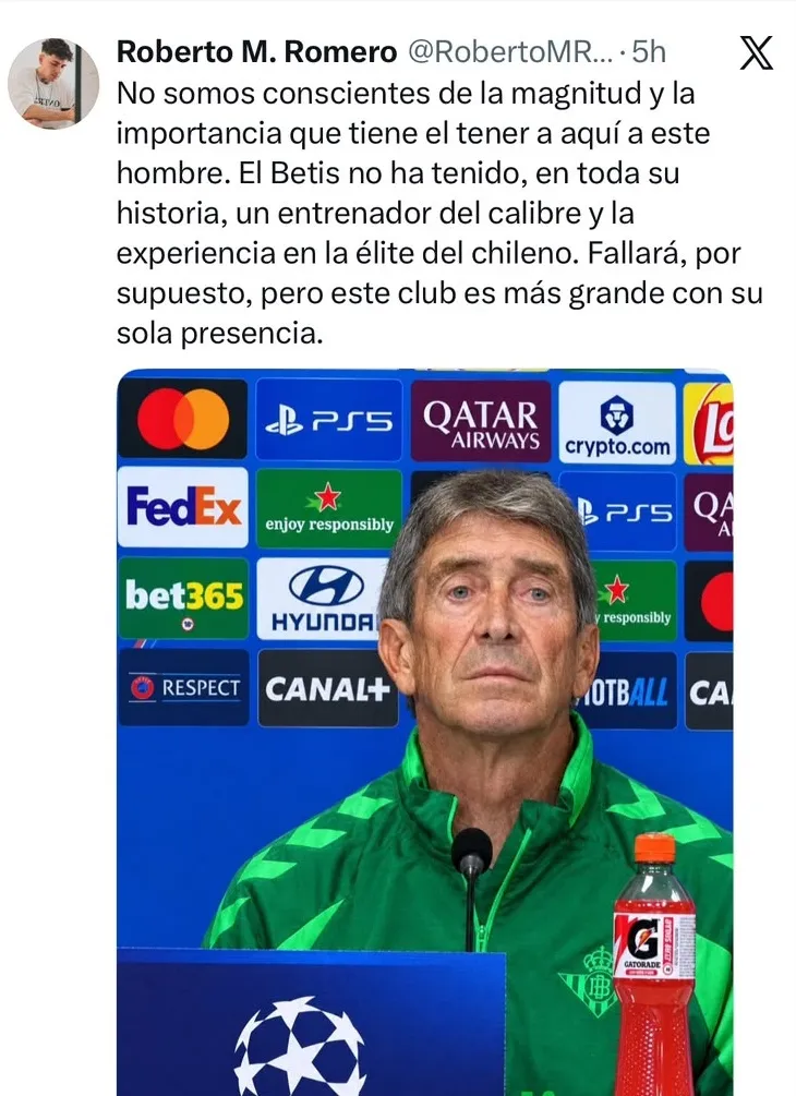 Pellegrini es furor en el Betis