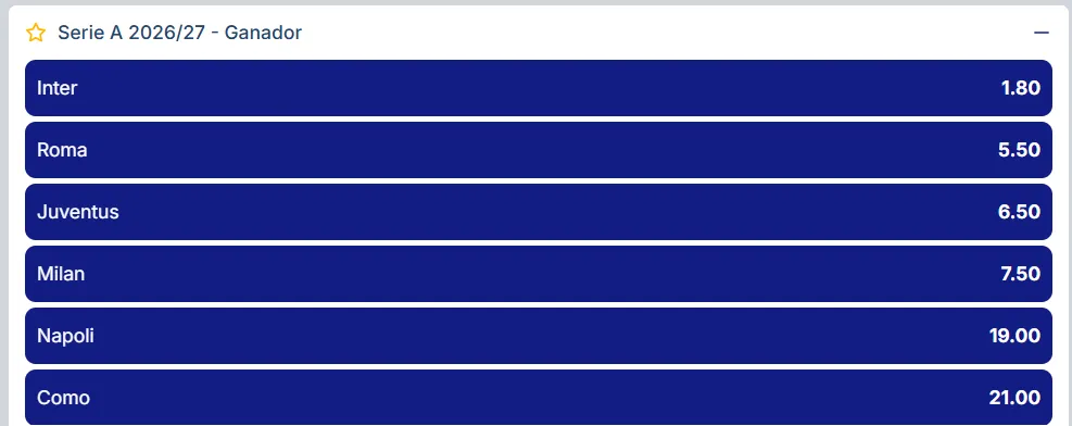 Apuestas Serie A Ganador Serie A 2026/27