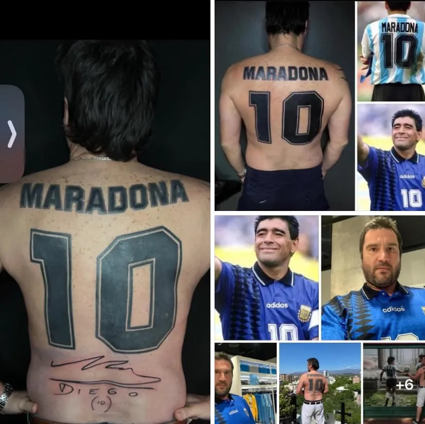 Así luce la espalda de Edgardo Díaz: tatuada en honor al Diego