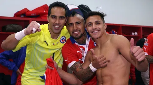 Bravo, Vidal y Alexis festejan la Copa América del 2015